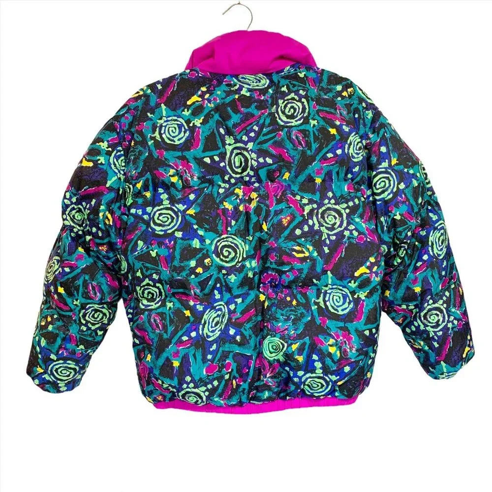 Obermeyer Kids Puffer Jacket - Teal, Purple, Pink, Neon Yellow Accents